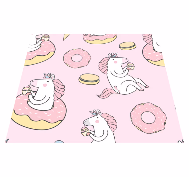 Vinyl teppich rosa mit pinkem einhorn-motiv - TenStickers