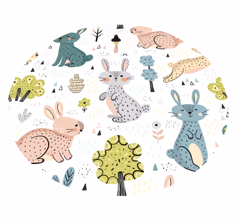 Vinylteppich Kaninchen und Hasen - TenStickers