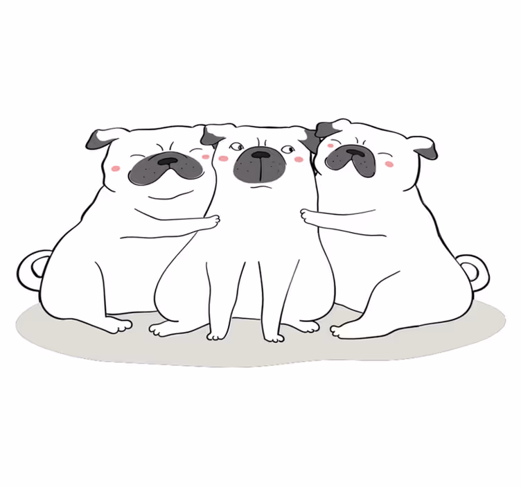 Vinyl Teppich Tiere niedliches Mops Trio - TenStickers