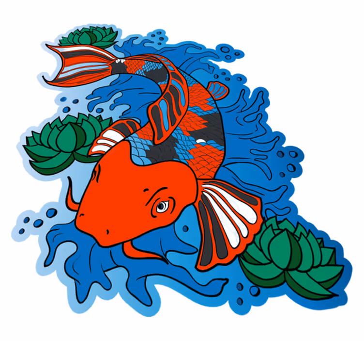 Vinyl Teppich Tiere bunte Koi-Fisch-Illustration - TenStickers