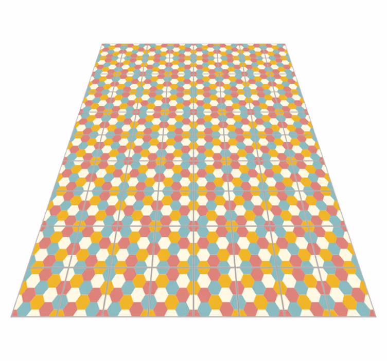 Bunte sechsecke geometrischen vinyl teppich - TenStickers