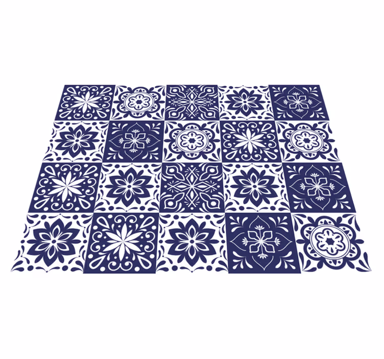 Vinyl Teppich Fliesenoptik blaues Fliesenmuster - TenStickers