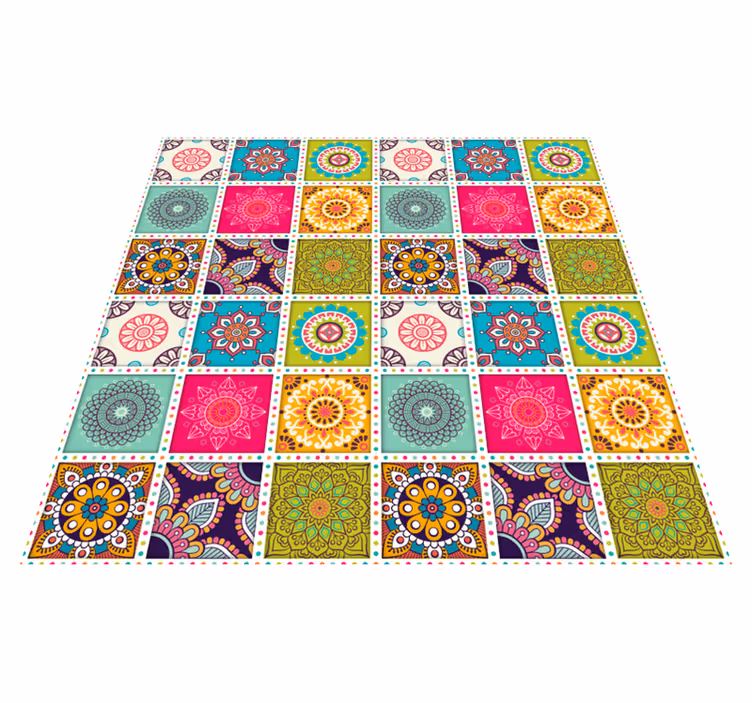 Vinyl Teppich Wohnzimmer bunte marokkanische Mandalas - TenStickers