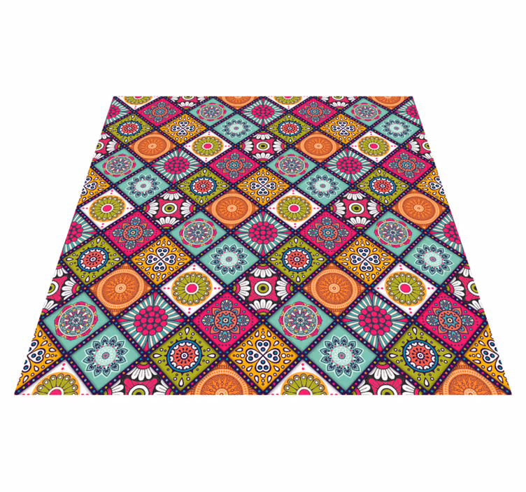Vinyl Teppich Wohnzimmer buntes Mandala-Muster - TenStickers
