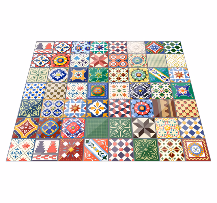 Vinyl Teppich Fliesenoptik bunter Mosaikfliesen-Effekt - TenStickers