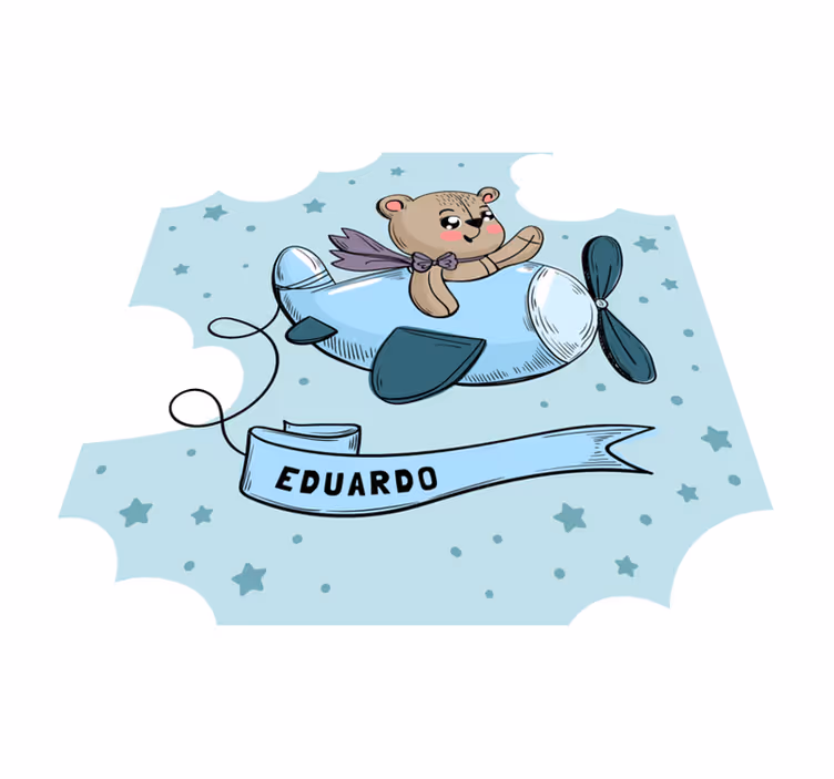 Personalisierter Fliegender Bär Vinyl Teppich Kinderzimmer - TenStickers