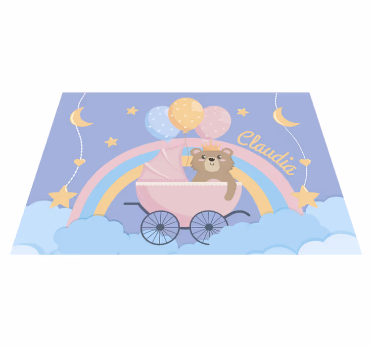Vinylteppich Schlafzimmer anpassbares Kinderwagenmotiv - TenStickers