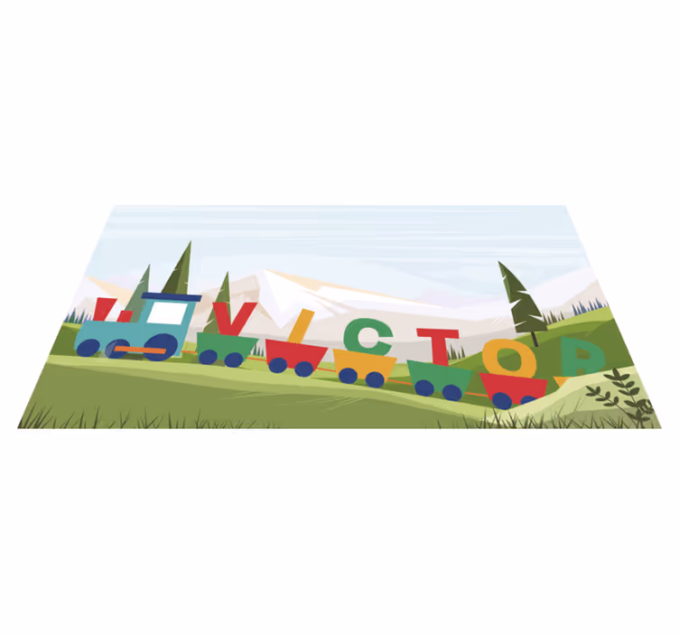 Vinyl Teppich Baby Zug mit Namen - TenStickers