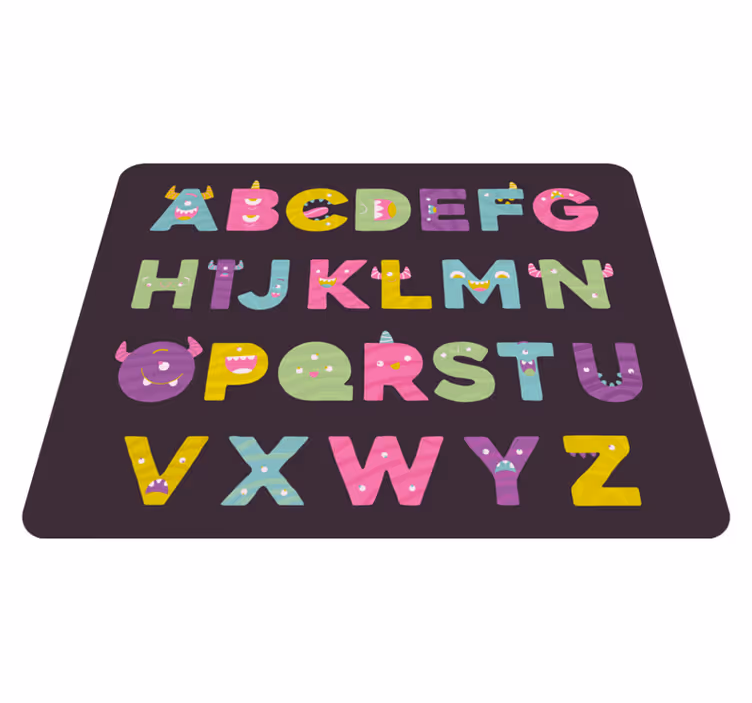 Vinyl Teppich Schlafzimmer buntes Alphabetdesign Schwarz - TenStickers