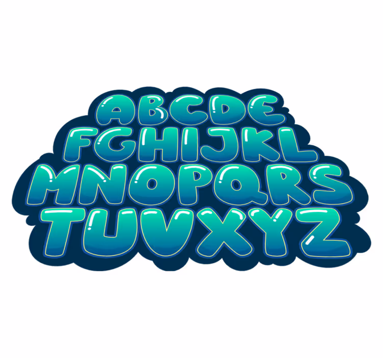 Vinyl Teppich Buchstaben türkises Alphabetdesign - TenStickers