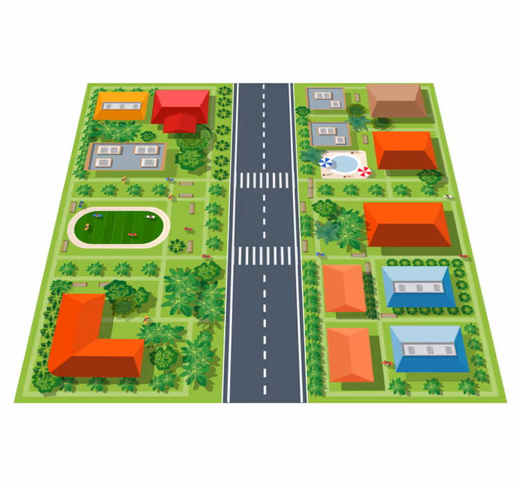 Vinyl Teppich Kinder verspieltes Stadtbild - TenStickers