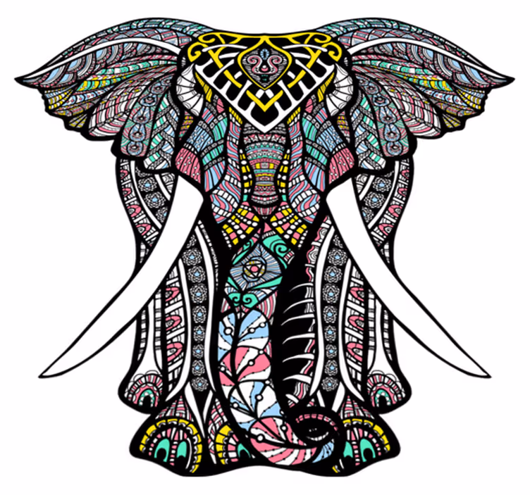 Vinyl Teppich Mandala buntes Elefantendesign - TenStickers