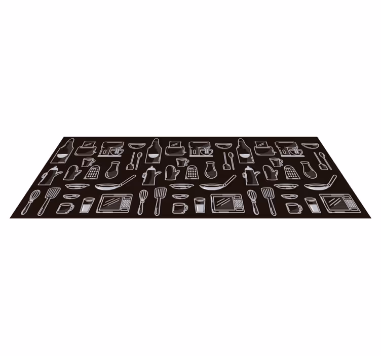 Vinyl teppich küche utensilien muster - TenStickers