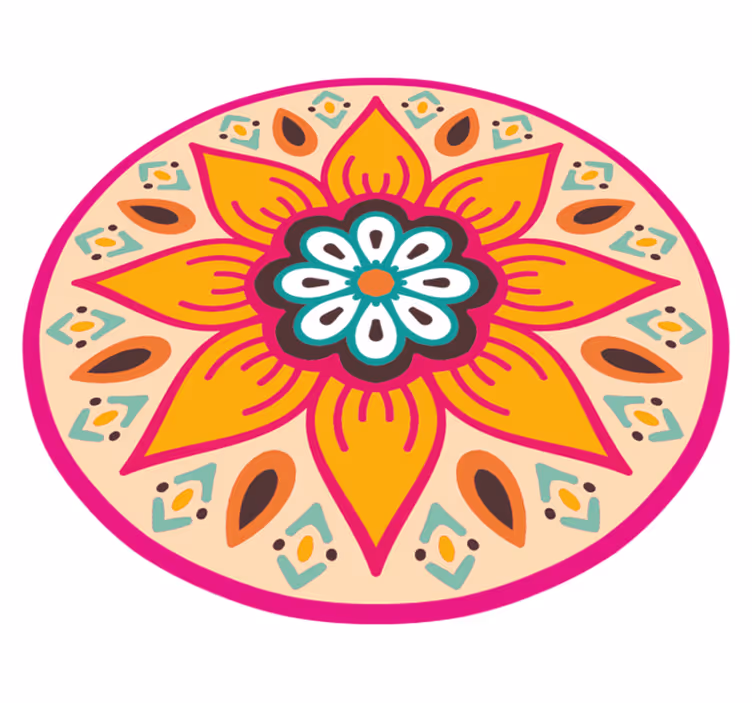 Vinyl teppich mandala mit kreisförmigem motiv - TenStickers