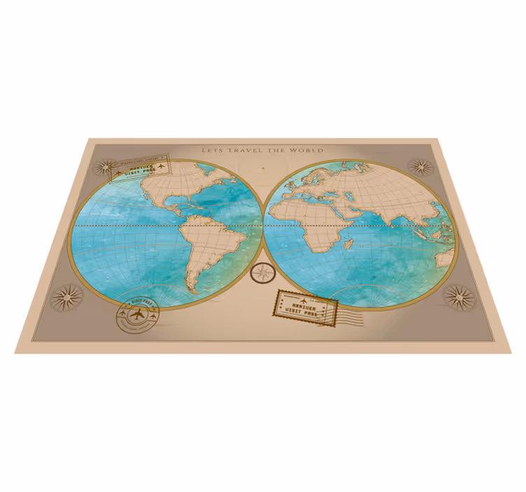 Vinyl teppich weltkarte als wanddekoration - TenStickers