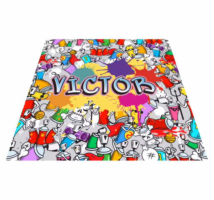 Vinyl Teppich mit Namen benutzerdefinierter graffiti-stil - TenStickers