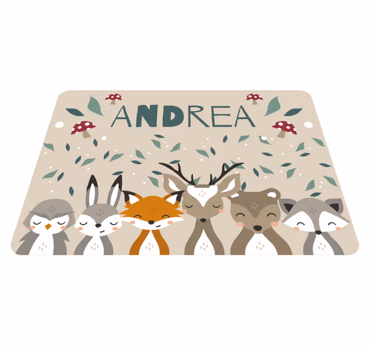 Personalisierte kleine Tiere Vinyl Teppich Kinderzimmer - TenStickers
