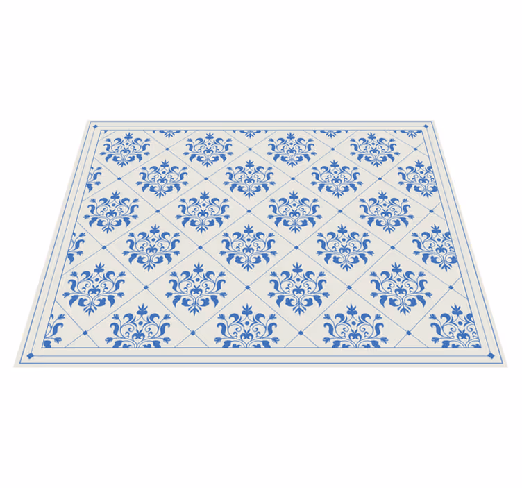 Vinyl teppich fliesenoptik ornamental blau - TenStickers