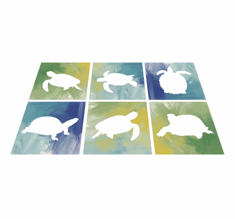 Vinyl Teppich Tiere schildkröten-silhouette-mosaik - TenStickers