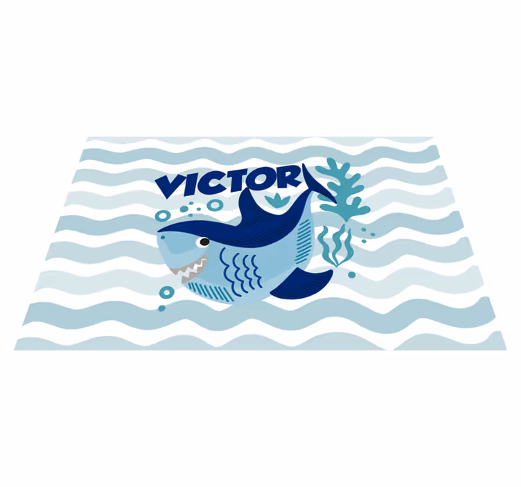 Vinyl Teppich mit Namen benutzerdefinierte hai-illustration - TenStickers