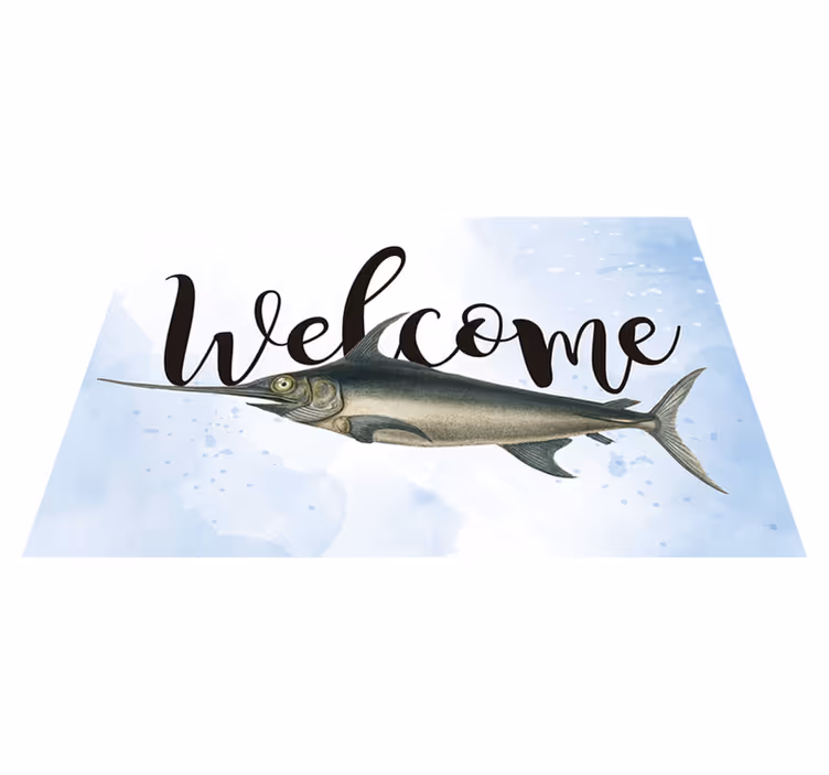 Vinyl Teppich Spruch willkommene fischillustration - TenStickers