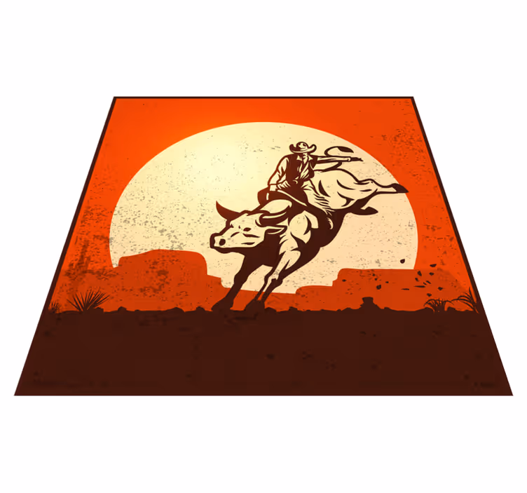 Vinylteppich kindlich cowboy-stier-silhouette - TenStickers