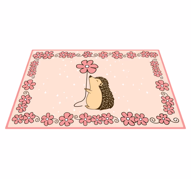 Vinyl Teppich Baby igel blumen - TenStickers