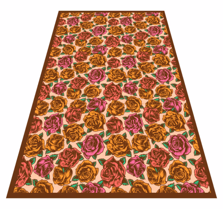 Vinyl Teppich Blumen rosen gemustert - TenStickers