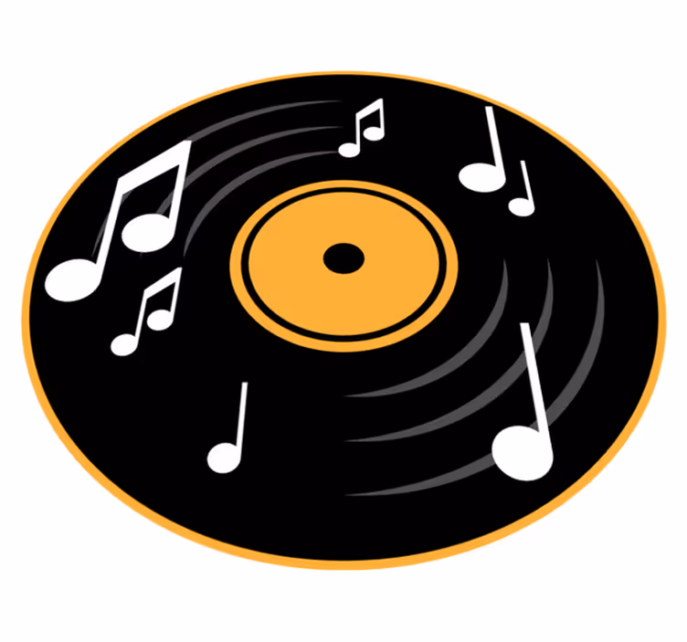 Vinyl Teppich rund musikplattenmotiv - TenStickers