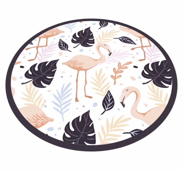 Vinyl Teppich Tiere floraler flamingokreis - TenStickers