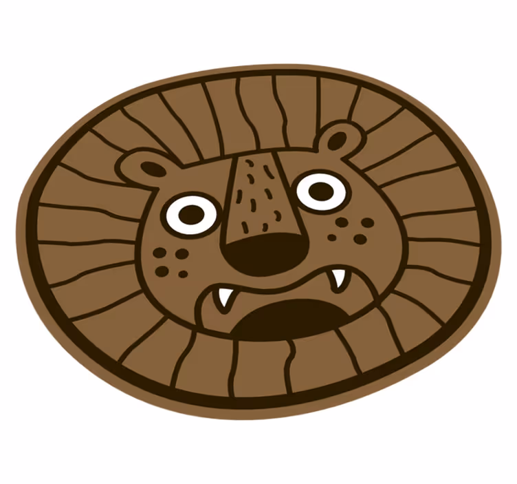 Vinyl Teppich Kinder löwe cartoon kreis - TenStickers