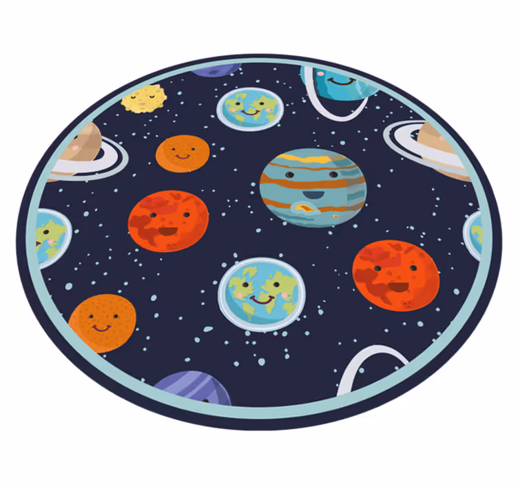 Vinyl Teppich für Kinder smiling Planets Circle - TenStickers