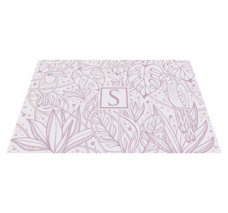 Vinyl Teppich mit Namen rosa Dschungelmotiv - TenStickers