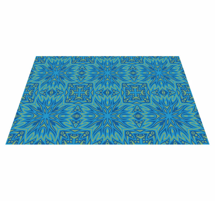 Vinyl teppich blau in blauer inspirierter symmetrie - TenStickers