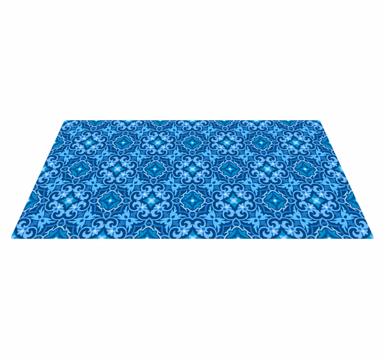 Vinyl Teppich Fliesenoptik dekoratives blaues muster - TenStickers