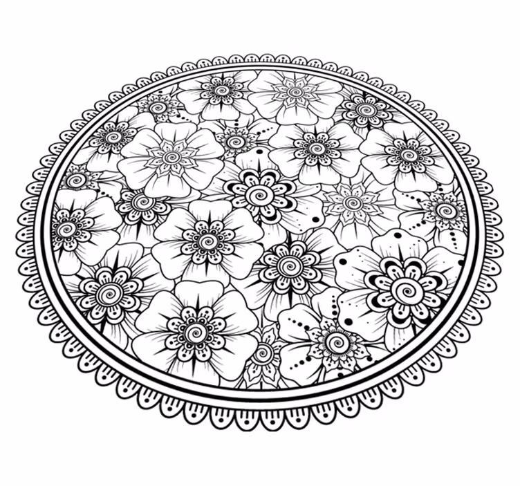 Vinyl teppich mandala mit floralem muster - TenStickers