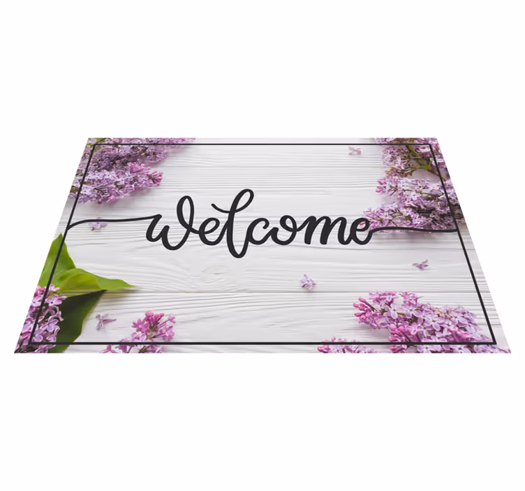 Vinyl Teppich Spruch willkommen blumen eingang - TenStickers