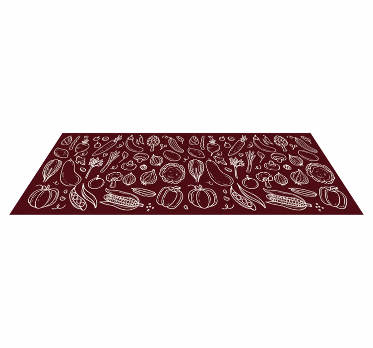 Vinyl teppich küche gemüseillustration - TenStickers