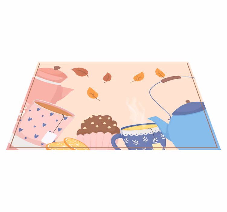 Vinyl Teppich Blumen teezeit-illustration - TenStickers