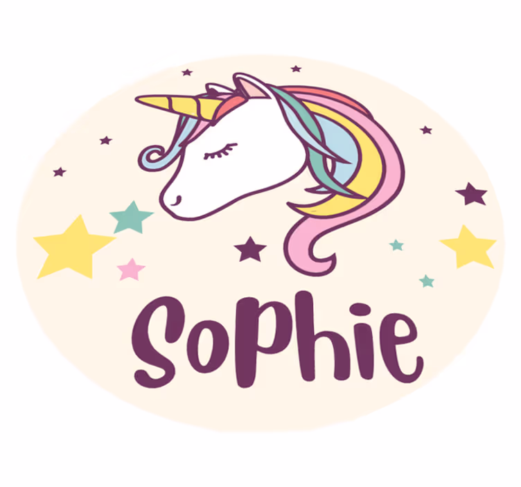 Vinyl teppich mit namen einhorn illustration nach wunsch - TenStickers
