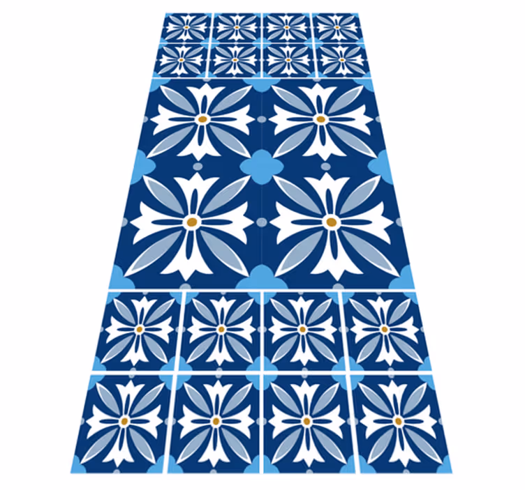Vinyl Teppich Fliesenoptik keramik blumenmuster - TenStickers