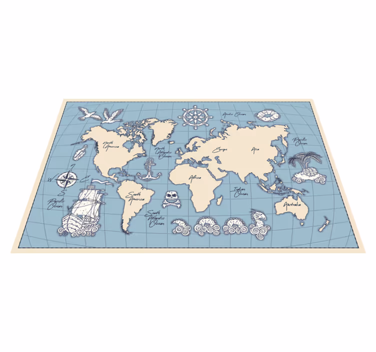 Vinyl Teppich Weltkarte maritime Weltkarte - TenStickers