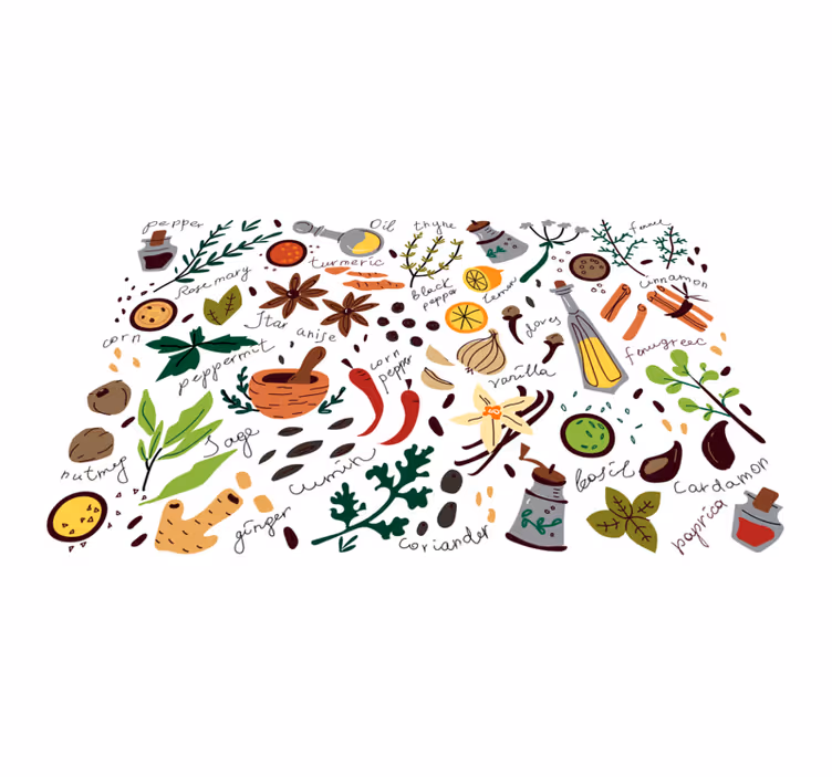 Vinyl Teppich Küche gewürze, illustrationsdesign - TenStickers
