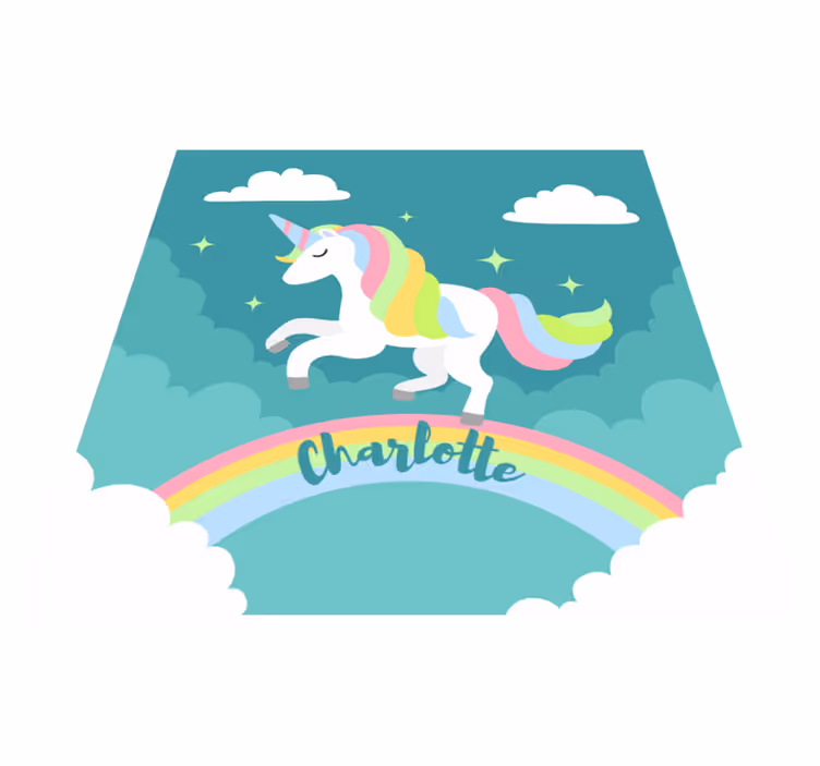 Vinyl Teppich Baby personalisiertes regenbogen-einhorn - TenStickers