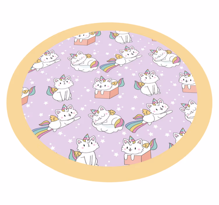 Vinylteppich kindlich einhorn-katzen-abenteuer - TenStickers