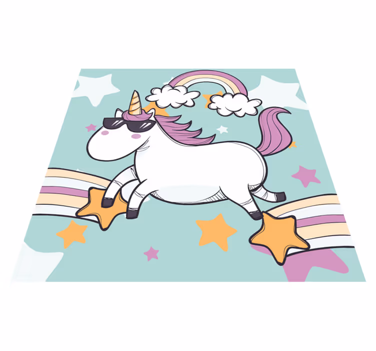 Vinylteppich kindlich einhorn regenbogen - TenStickers