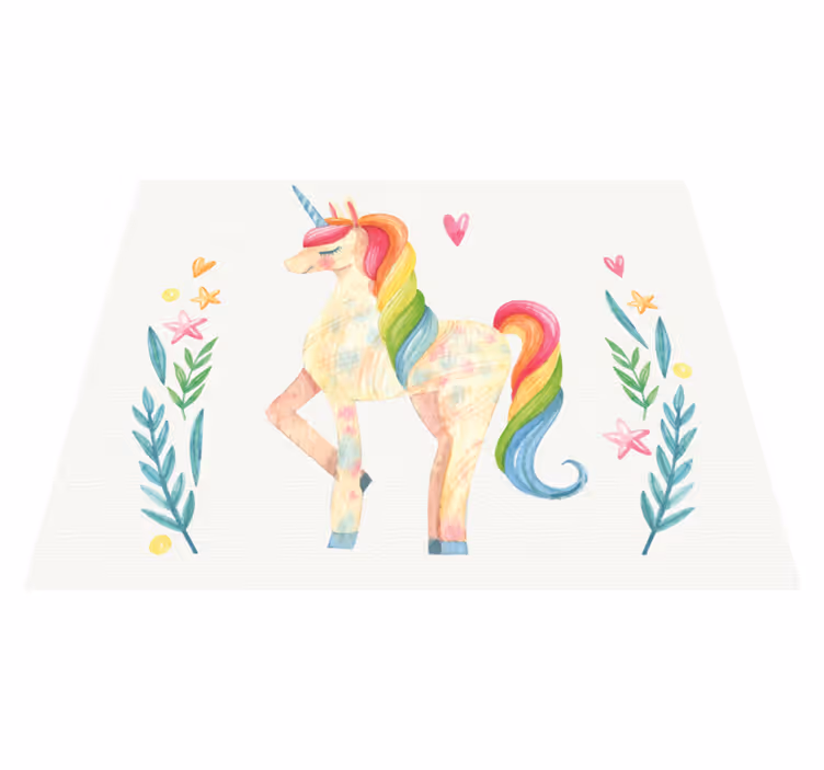 Vinyl Teppich Kinderzimmer pastell einhorn - TenStickers