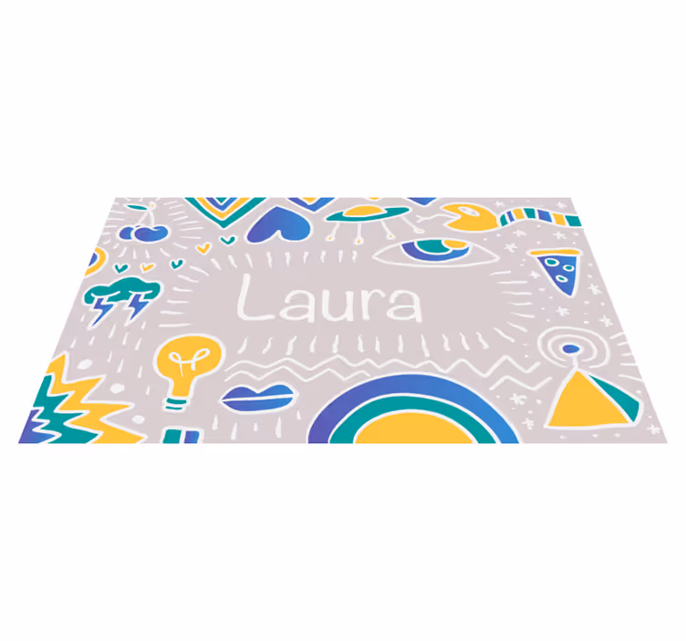 Vinyl Teppich mit Namen personalisierte verspielte matte - TenStickers