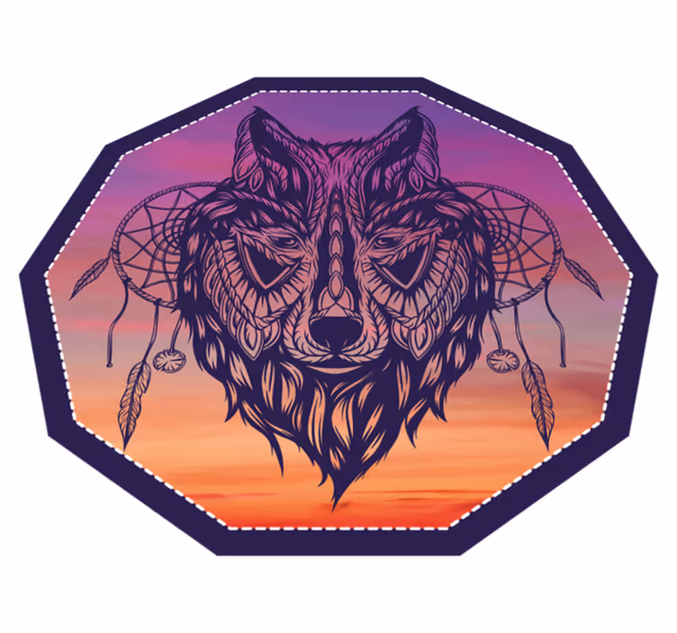Vinyl Teppich Tiere achteckige wolfsillustration - TenStickers