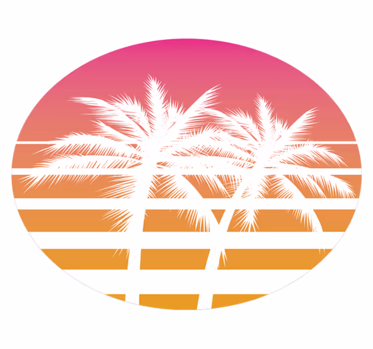 Vinyl Teppich Blumen tropische palmen im sonnenuntergang - TenStickers